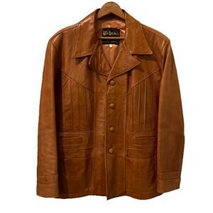 The Legacy-Brown Leather Men’s Jacket 46 Coat Vintage 1970’s